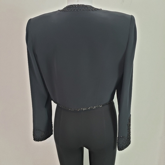 Bellissima Couture black formal crop beaded jacket vintage embellished - Picture 6 of 9